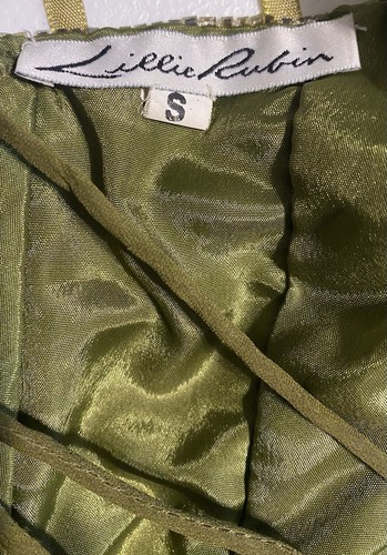 Vtg 90s Womens Green Floral Silk Embroidered Ethereal Coquette Halter Top Sz S - Picture 5 of 7