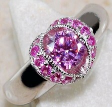 1CT Treated Pink Sapphire 925 Solid Sterling Silver Ring Jewelry Sz 6 NB2-8
