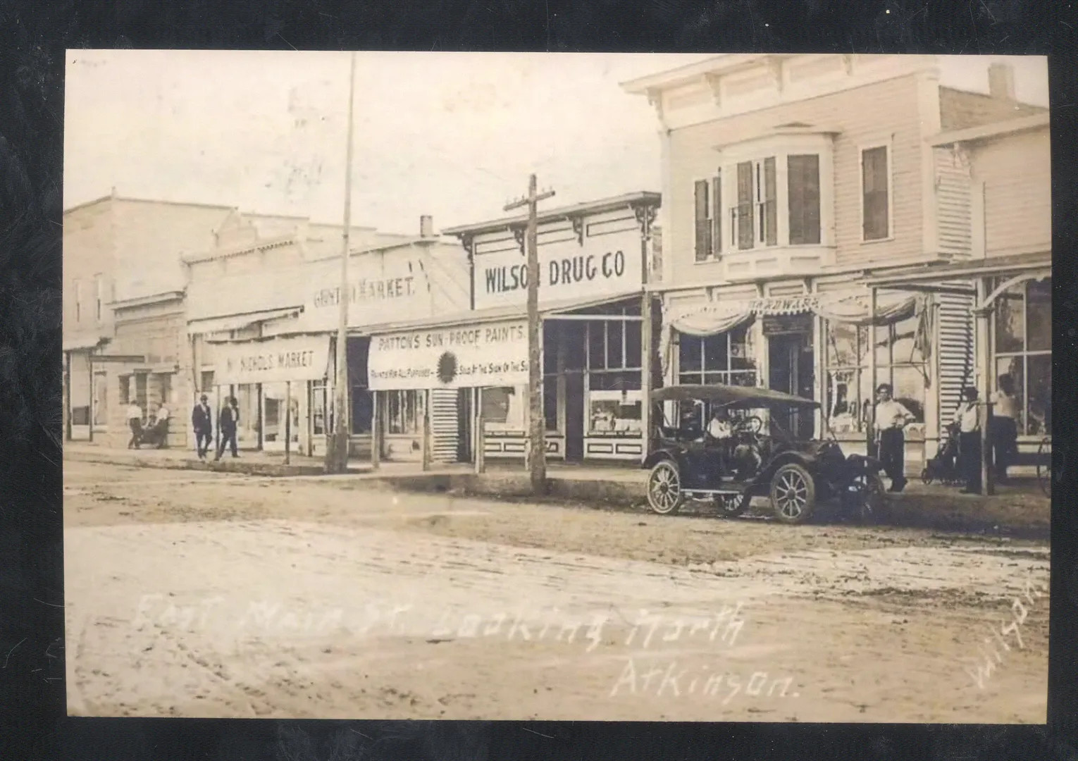 REAL PHOTO ATISON NEBRASKA DOWNTOWN STREET SCENE STORES POSTCARD COPY