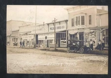 REAL PHOTO ATISON NEBRASKA DOWNTOWN STREET SCENE STORES POSTCARD COPY