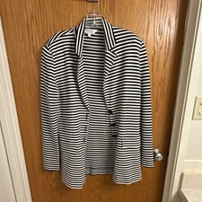 Exclusively Misook Blazer - Black and White Striped Coatigan Vintage Size XL