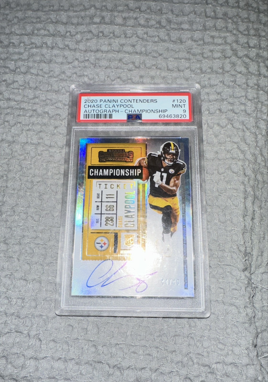 2020 Panini Contenders - RPS Chase Claypool #120 Championship Ticket /49 (AU, RC