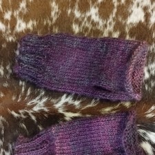 Wool Knit Fingerless Wrist-Length Gloves Women  s One Size Purple Multicolor