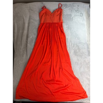 BCBGMAXAZRIA Kyra Orange Maxi Dress Womens Medium M Bustier Formal Gown Chiffon