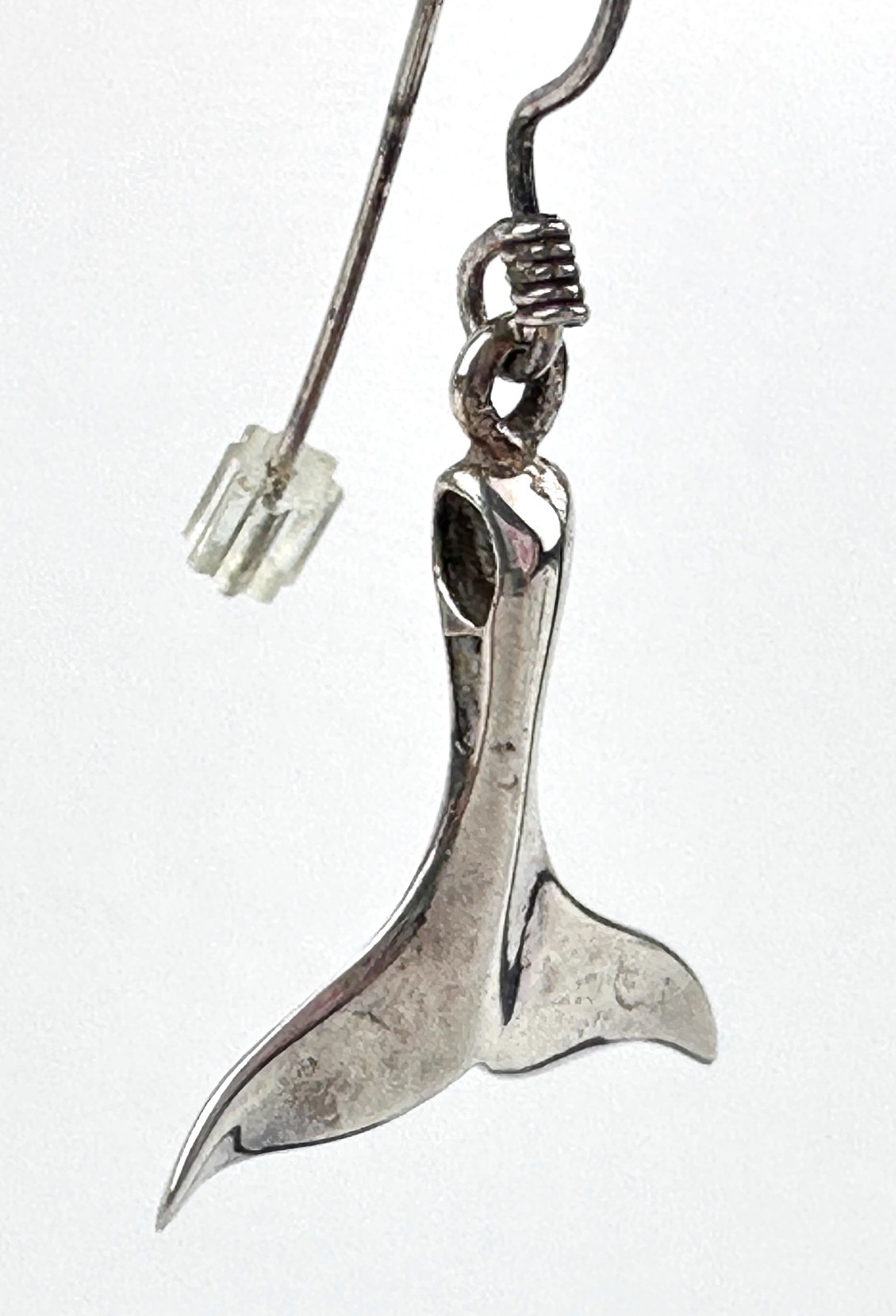 Whale Tail Solid 925 Sterling Silver Dangle Earri… - image 3