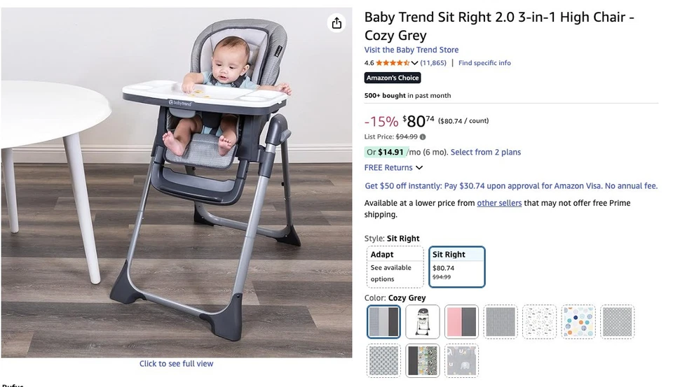 Silla alta Baby Trend Sit Right 2.0 3 en 1, excelente estado (orig. $80+) Foto 2 de 2
