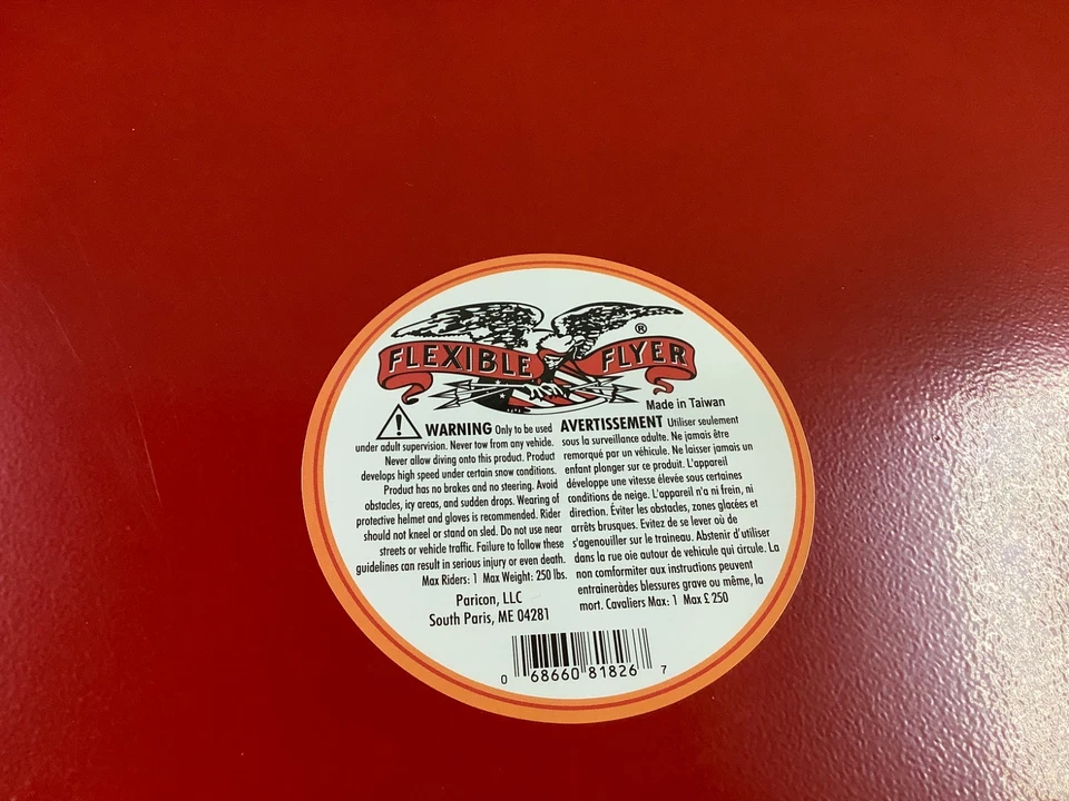 Flexible Flyer Steel Saucer 26" Metal Winter Snow Sled for Kids and Adults, Red - Image 2 of 3