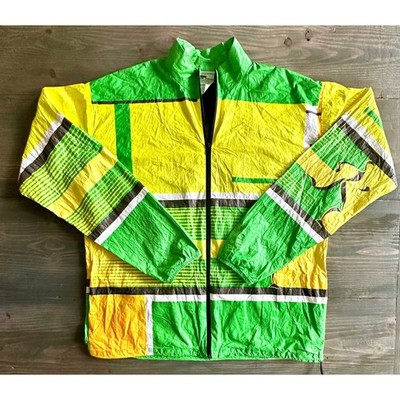 Vintage Leslie Jordan Tyvek Windbreaker Jacket   Green Yellow Black   Size M USA