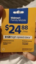 Walmart Family Mobile 8 GB High Speed Data Prepaid Card $19.99 Unused New