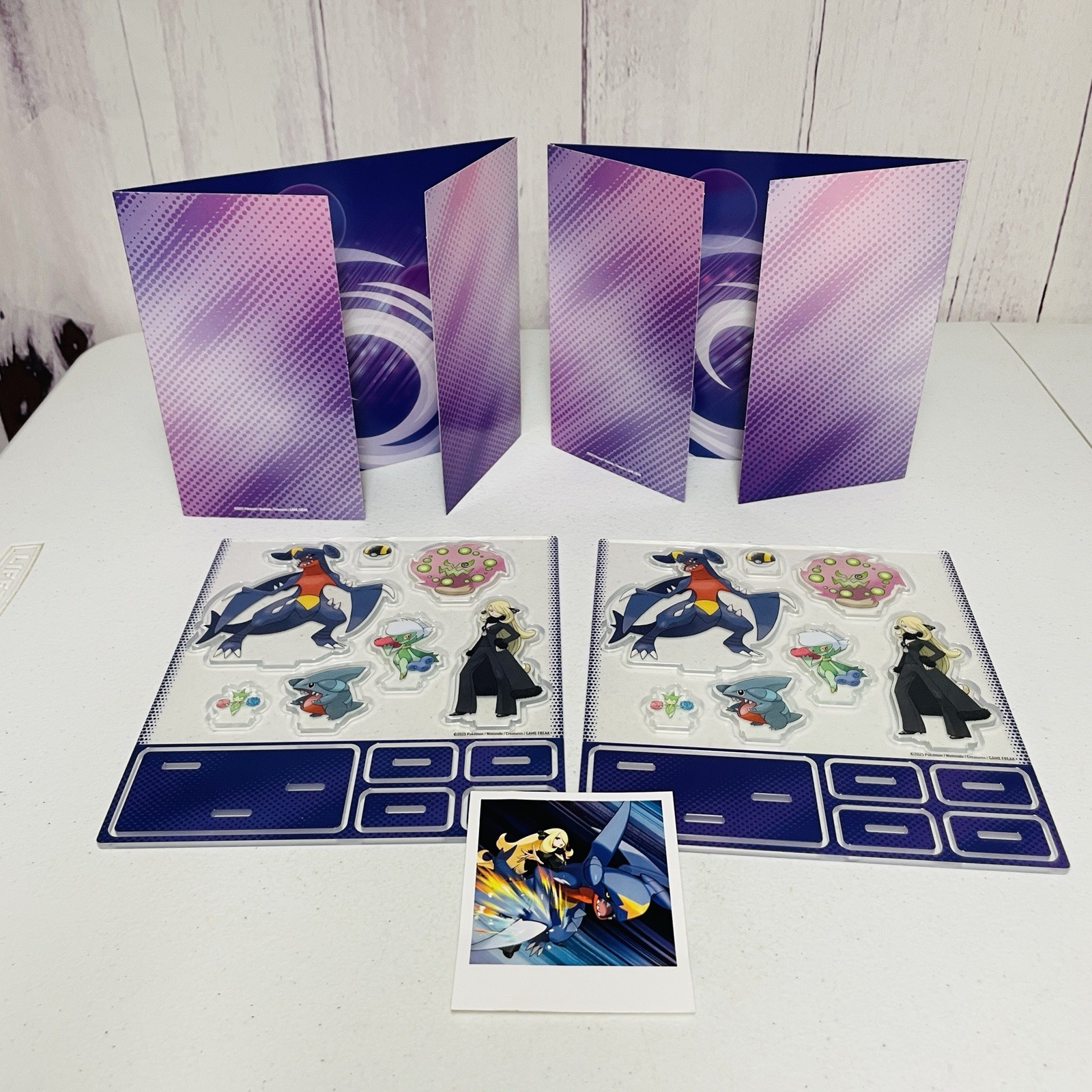 2 Pokemon TCG Cynthia's Garchomp Ex Premium Collection Sticker & Acrylic Stands