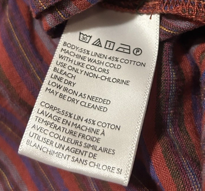 Urban Outfitters Size M Johnny Striped Paperbag Shorts Red Purple Linen Blend - Image 4 of 4