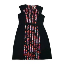 Forever 21 Black Floral Stripes Sheath Dress Sz M Women’s Bodycon Fairy Budiness