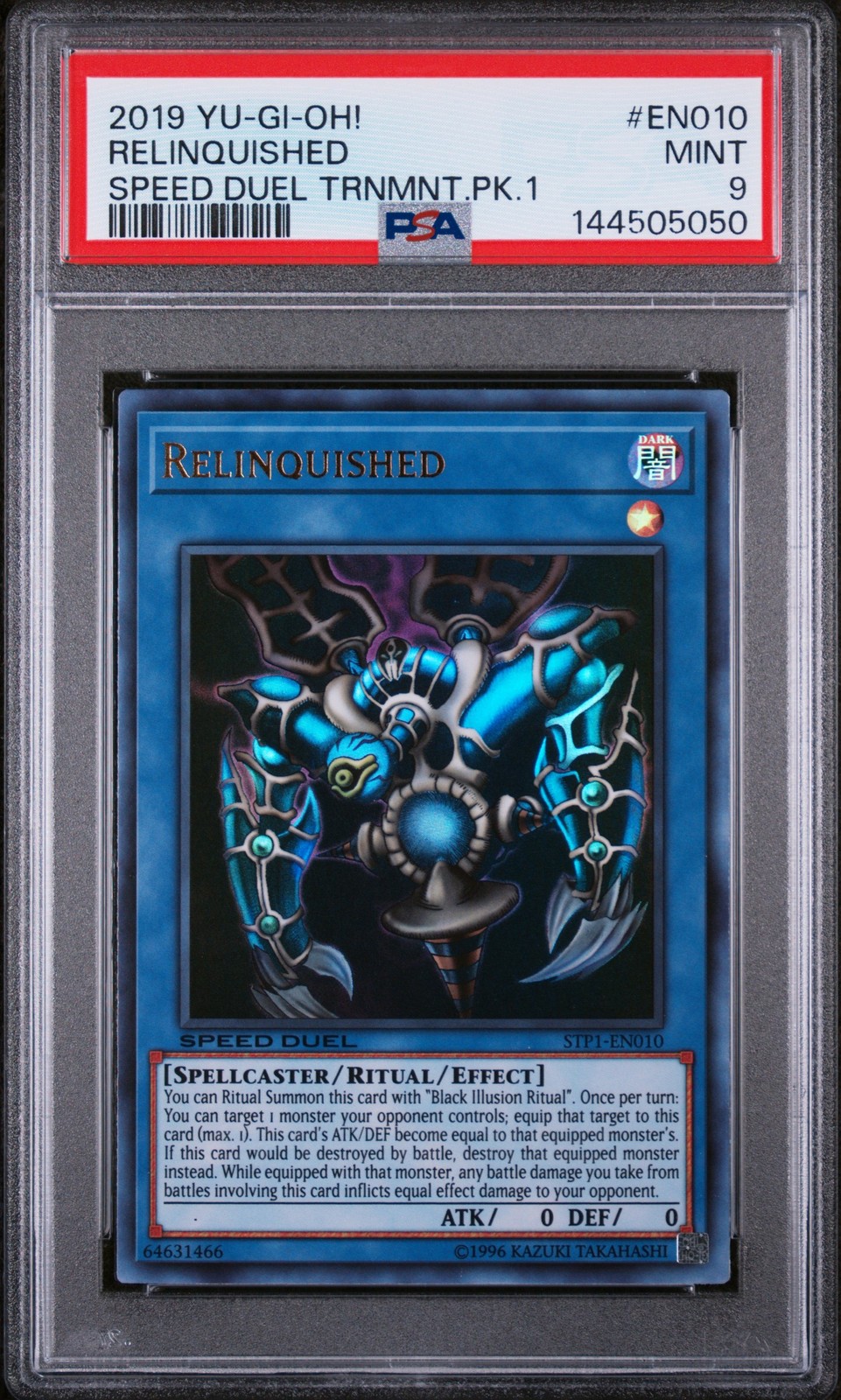 2019 YU-GI-OH! SPEED DUEL TOURNAMENT PACK 1 #EN010 RELINQUISHED PSA 9