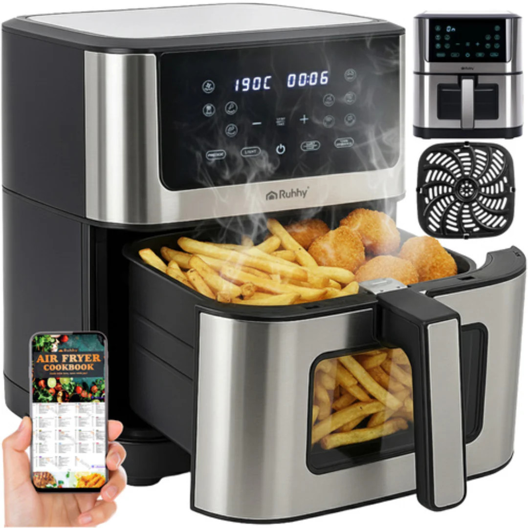 Ruhhy Friggitrice ad Aria 8 Litri XXL 1800W: Cottura Rapida e Sana