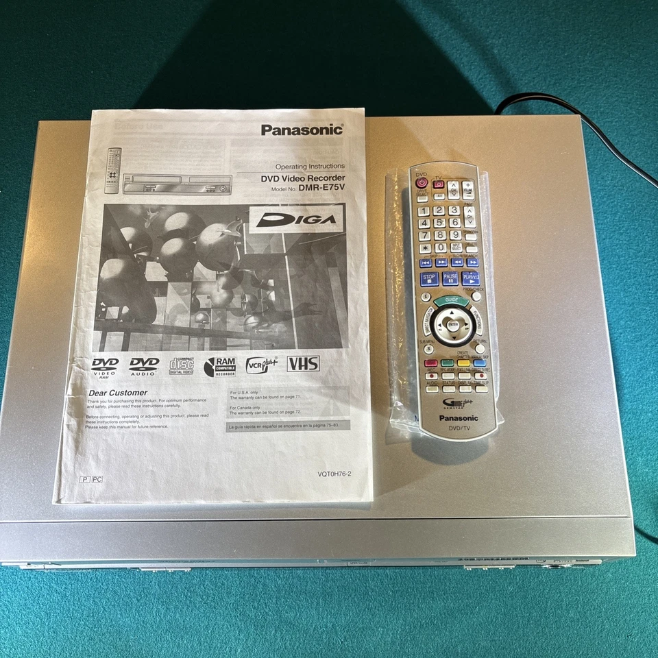 Panasonic DMR-E75V DVD VCR Combo Grabadora Control Remoto Probado Funciona REACONDICIONADO Foto 2 de 4