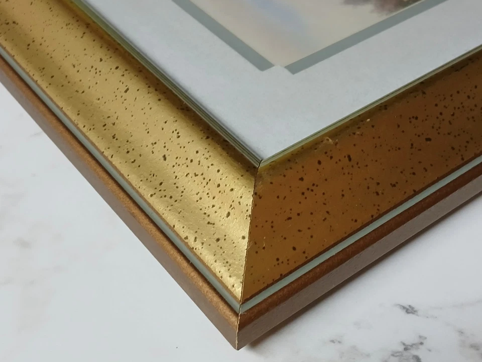 Carl Valente Print English Cottage Swans Double Matted Framed 12 X 10 - Image 4 of 4