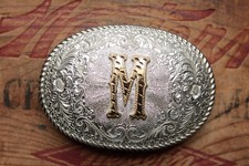 Vintage Crumrine Letter M Cowboy Western Belt Buckle