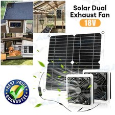Solar Fan with Battery,20W Solar Panel Powered Fan Kit with Waterproof Dual Exha