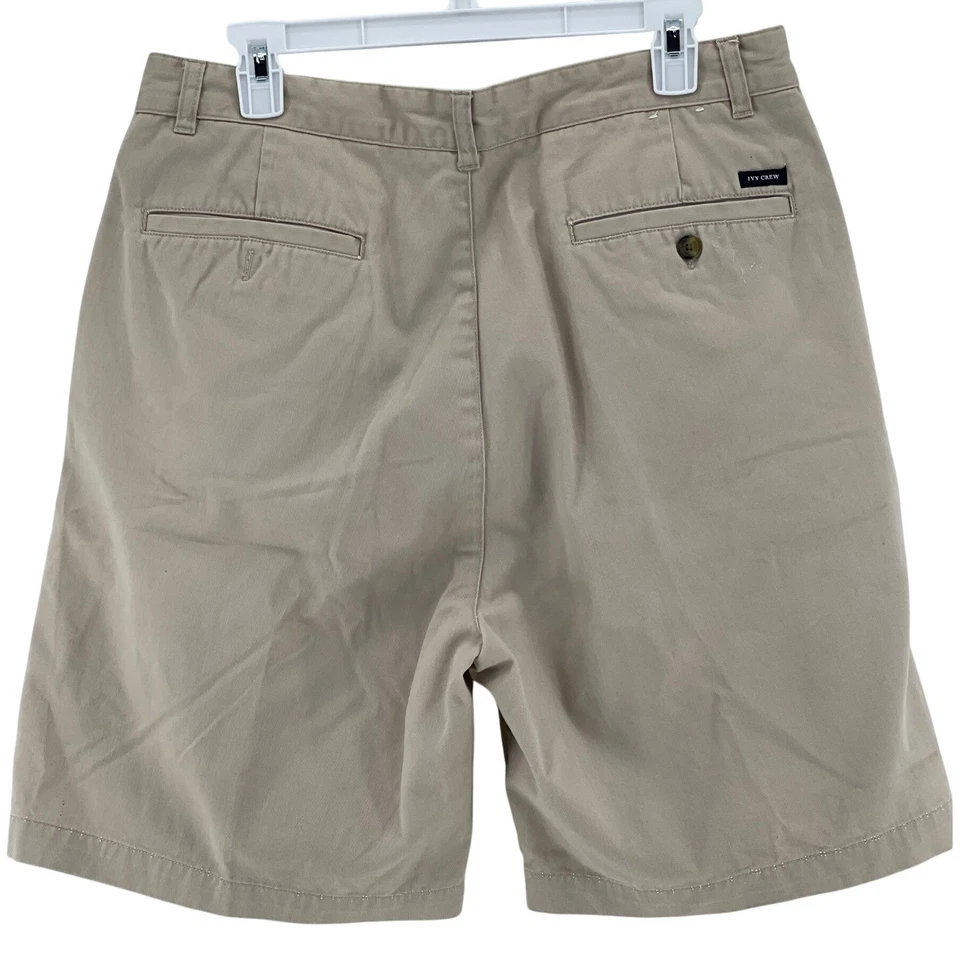 Shorts de golfe Ivy Crew Classics masculino 34 bege plissado ajuste clássico algodão - Imagem 2 de 4