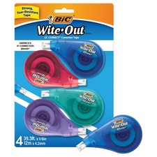 BIC Wite-Out EZ Correct Correction Tape, 4 Count Pack of 1 , White Tape