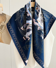 100 Silk Mulberry Scarf 90X90cm Women Square Bandana Wrap Colorful ribbon horse