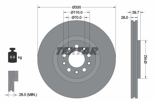 Textar Bremsscheiben Textar PRO Ø 330Mm InnenbelüFtet Beschichtet FüR Alfa Romeo-image