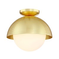 Deckenlampe Glas Metall G9 Rund Ø 28Cm In Messing Weiß Kugelschirm Deckenleuchte