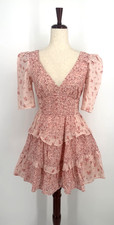 American Eagle Smocked Patchwork Babydoll Puff Sleeve Dress XS Fairy Coquette