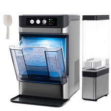 48lb Countertop Nugget Ice Maker 5Mins Fast Pebble Ice Making Machine Self-Clean