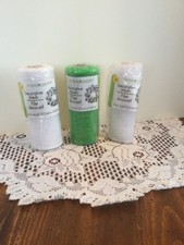 Lot of 3 New Rolls Deco Mesh Ribbon Crafts Wreath 6 in x 4 Yards 2 white 1 green