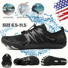 Men's Quick Dry Water Shoes Beach Barefoot Rubber Aqua Sock Slip on Sports Shoes