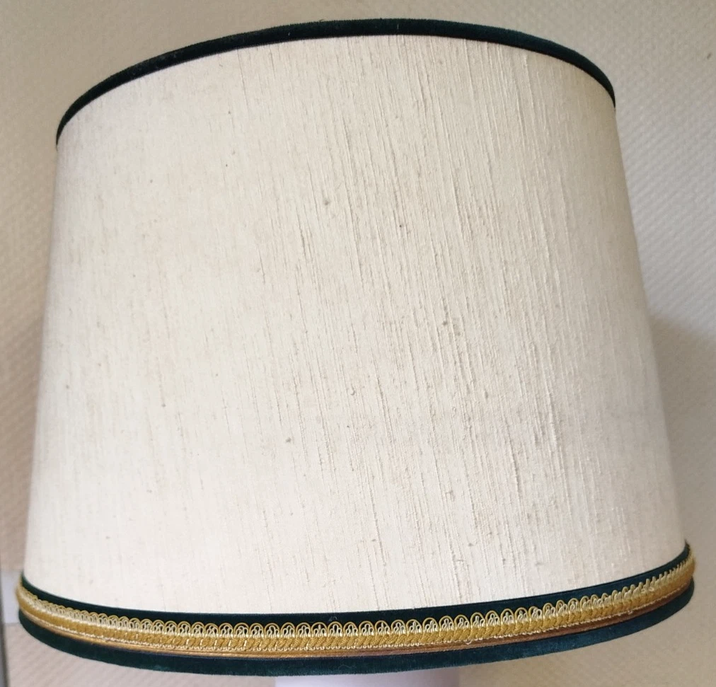 TRES GRAND ABAT Jour Ancien Tissus Festons Doublé Lampe EUR 69,00