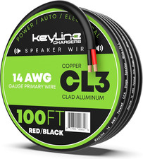 14 Gauge Speaker Wire - 100 Feet Black 14-2 AWG Gauge - Rated for Marine Out