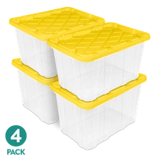 Sterilite Large Storage Bin- 27 Gallon Clear Plastic Storage Container with Snap