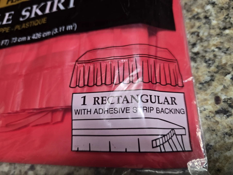 Лот из 3 пластиковых красных плиссированных настольных юбок Valentine 29 x 168 для украшения вечеринки - Изображение 2 из 4