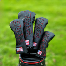 USA Flag Golf Club Headcover Driver Fairway Wood Hybrid Head Covers 135UT Black
