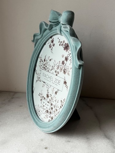 Teal Velvet Bow on top Photo Picture Oval Frame 5x7 Ornate Baroque NEW.. - Picture 4 of 11