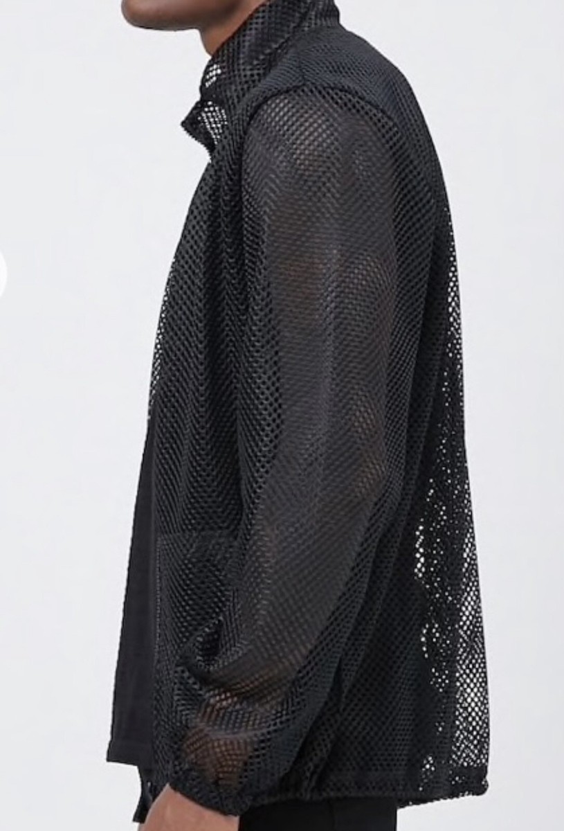 Mens Sheer Mesh Jacket- NWT Size L Black | eBay
