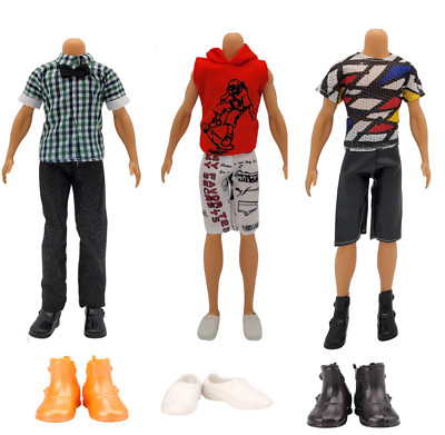 3x Set Kleidung Zubehör für Barbie Ken Puppe Schuhe Hose Konvolut Shirt Mode