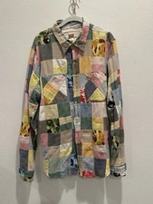 BAPE PATCHWORK BUTTON UP SHIRT SZ XL vintage western logo supreme