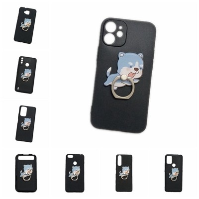 For Various Phones 3D Cute Dog Finger Ring Stand Holder Soft TPU Phone Cover