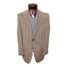 NOS VTG Sears USA Mens Blazer Sport Coat sz 42 Check Disco Zig Zag New With Tags