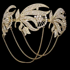 BABEYOND Roaring 20s Forehead Silver Tone Rhinestones Metal Band Prom Wedding