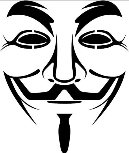 ANONYMOUS MASK Novelty Car/Van/Truck/Bumper/Window/Laptop Adhesive  - Picture 1 of 1