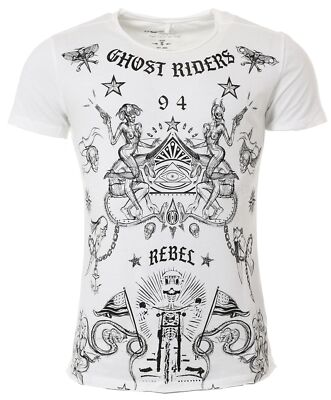 Key Largo Herren T-Shirt Ghost vintage tiefer Rundhals körperbetonte Passform