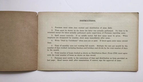ANTIQUE NEW YORK CENTRAL LINES RAILROAD TIME BOOK L.S. & M.S. 1911 FORM - Picture 2 of 4