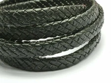 16.4 Feets Black Flat Braided Bolo Synthetic Leather Cord 10X4mm