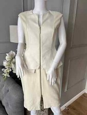 Ted Baker Women’s Dress Jamthun' Structured Peplum Zip Dress Ivory Size 2 Uk 10
