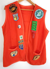 Vtg Dutchmaid Vest Size 44 Orange C B Radio Dog Swap Club Patches Distressed
