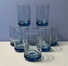 Anchor Hocking Saturn Ice Blue Juice Glasses Lot of 8 Clear 3.5 Inches Tall